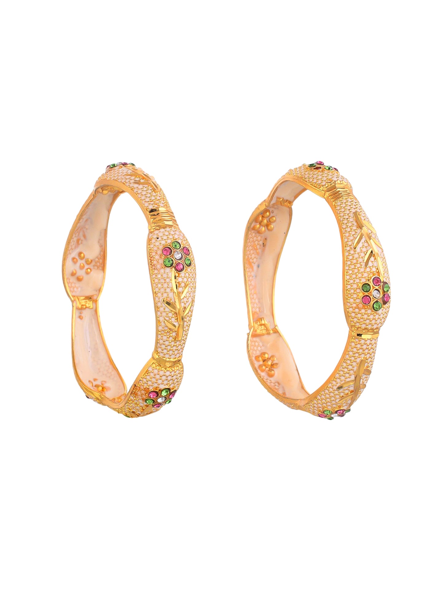 Stylish Gold-Plated Kundan Studded  Bangles