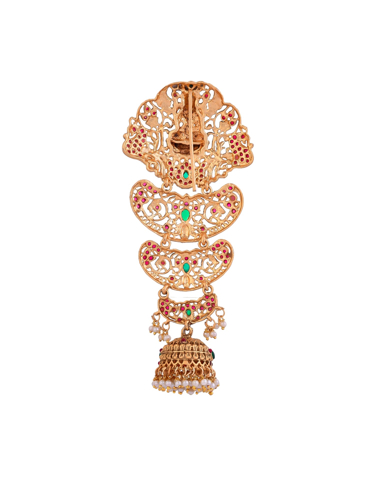 Gold Plated Half Moon Bridal Jadai Choti Wedding Hair Accessory