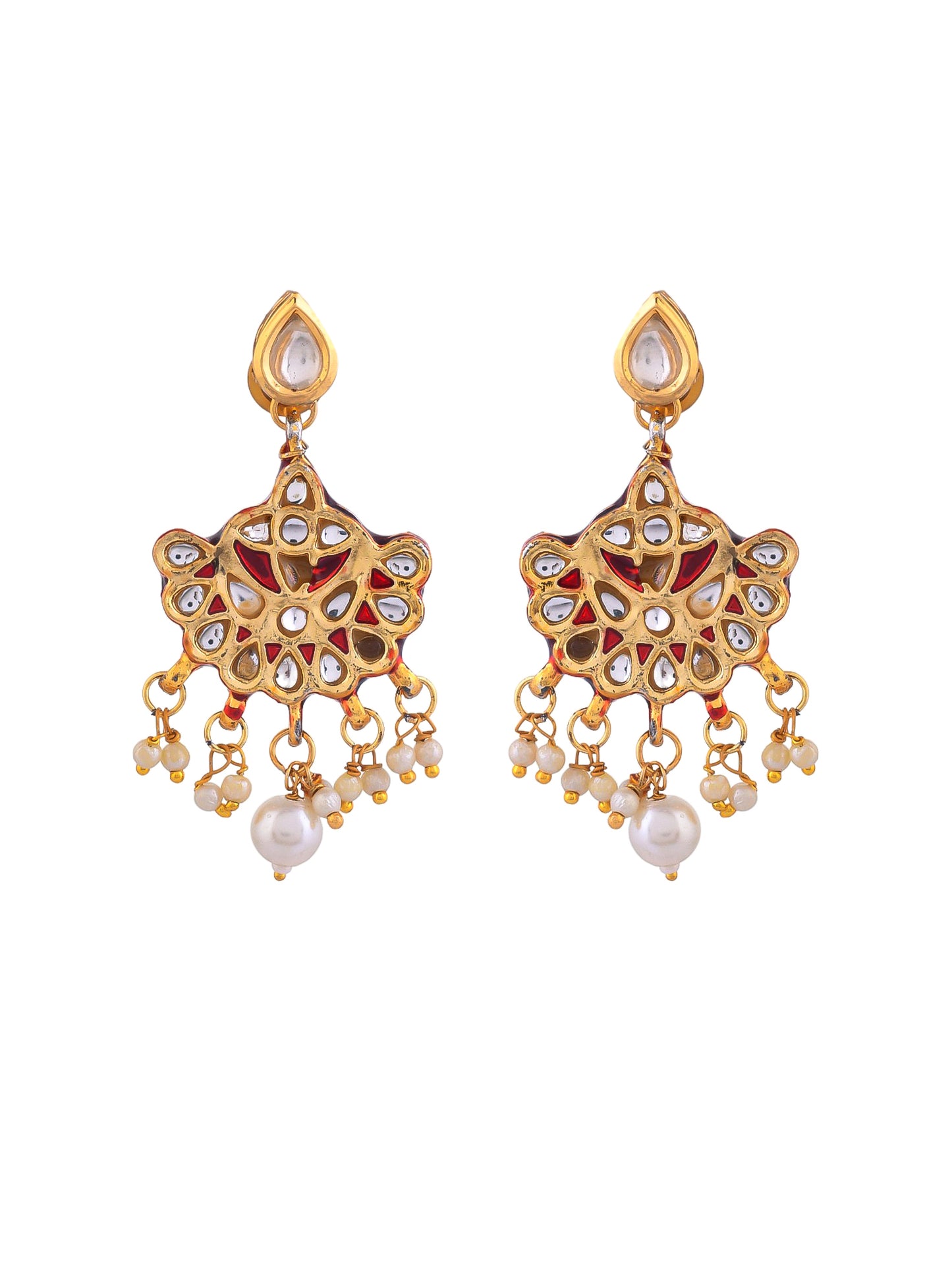 Kundan Pendant Red jewellery set with earrings