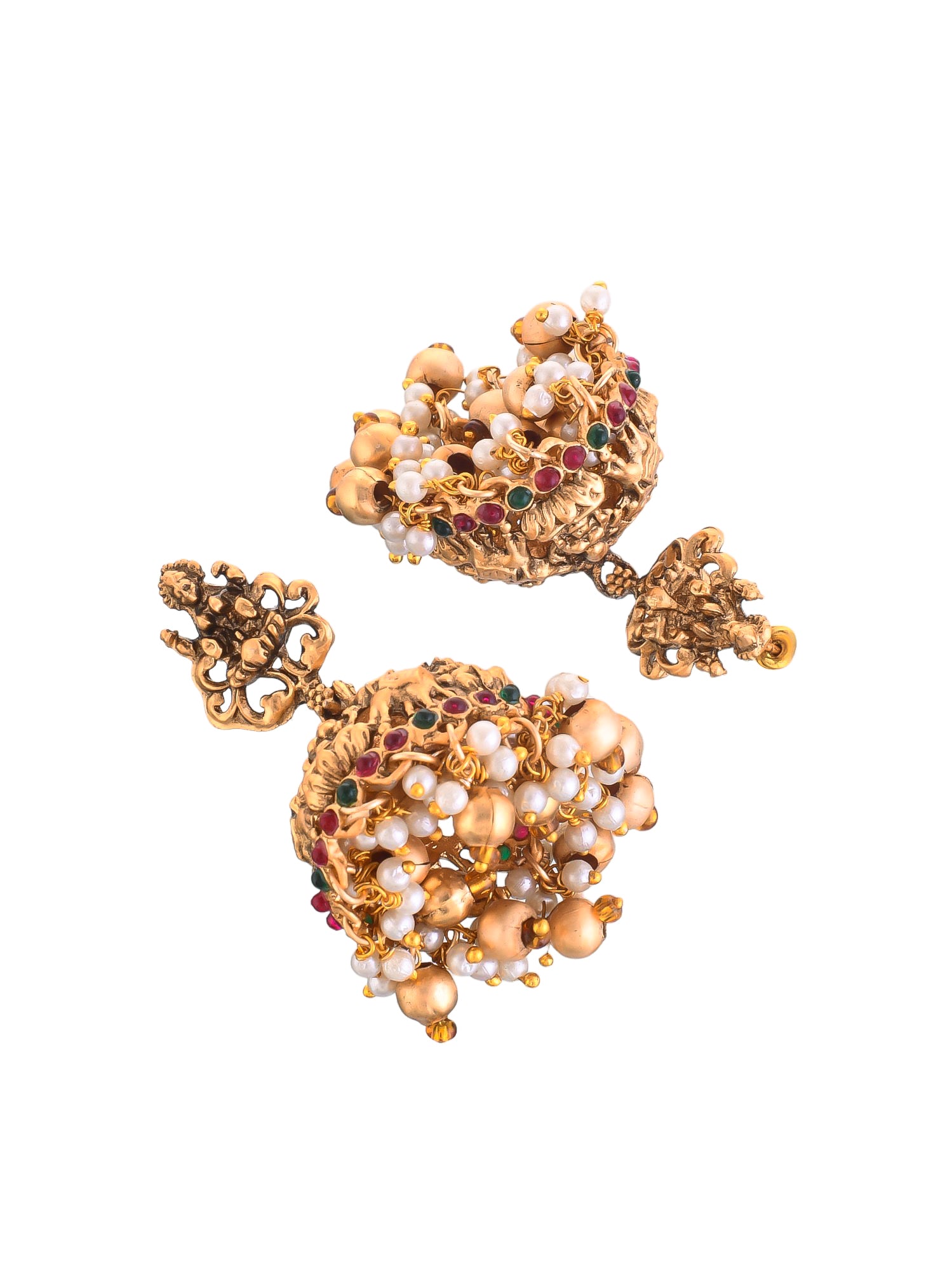 Gold-Plated Traditional Necklace Set with Colorful Gemstones