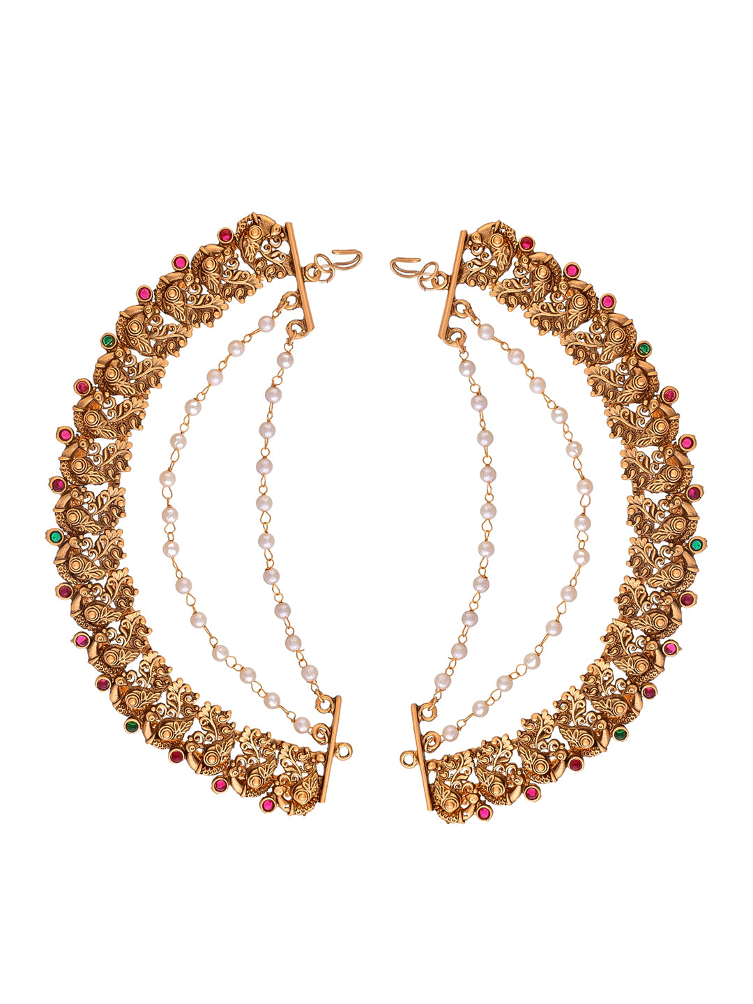 Elegant Gold Floral Long Earrings - A Touch of Traditional Glamour”