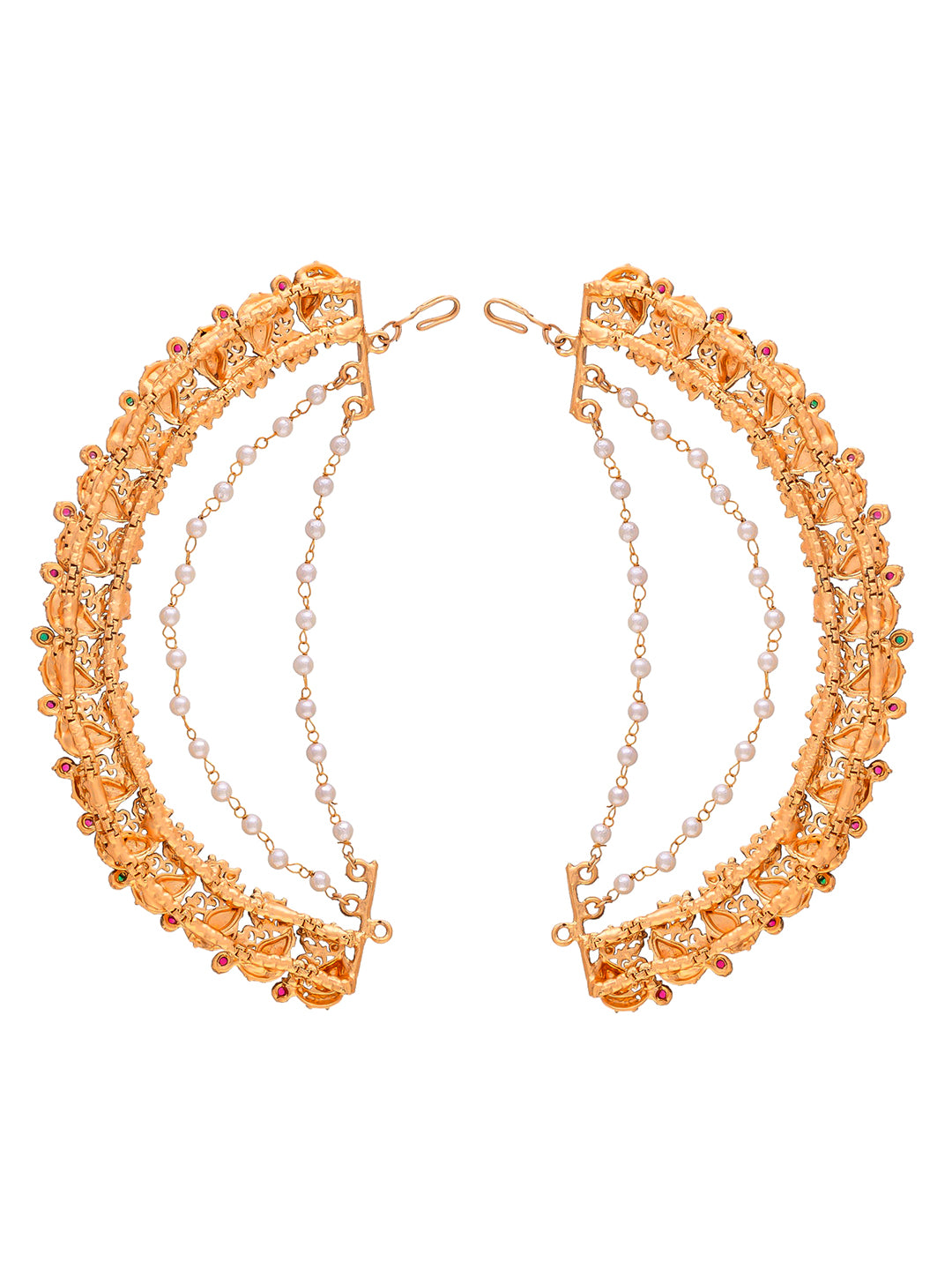 Elegant Gold Floral Long Earrings - A Touch of Traditional Glamour”