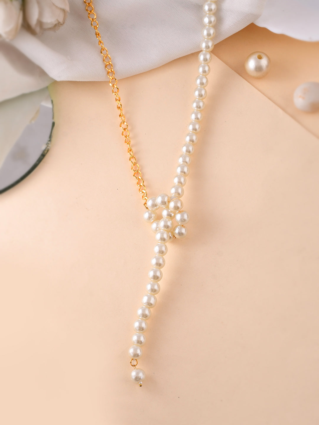 White Pearls with Gold Chain Accent