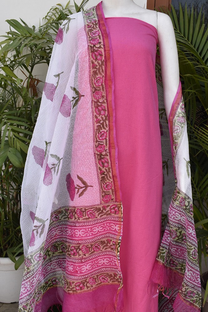 Organic Cotton Suit Set with Kota Doriya Dupatta