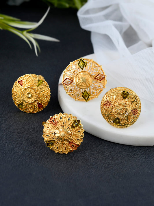 Set of 4 Gold Plated Meenakari Handcrafted Floral Angoothi for Women Online