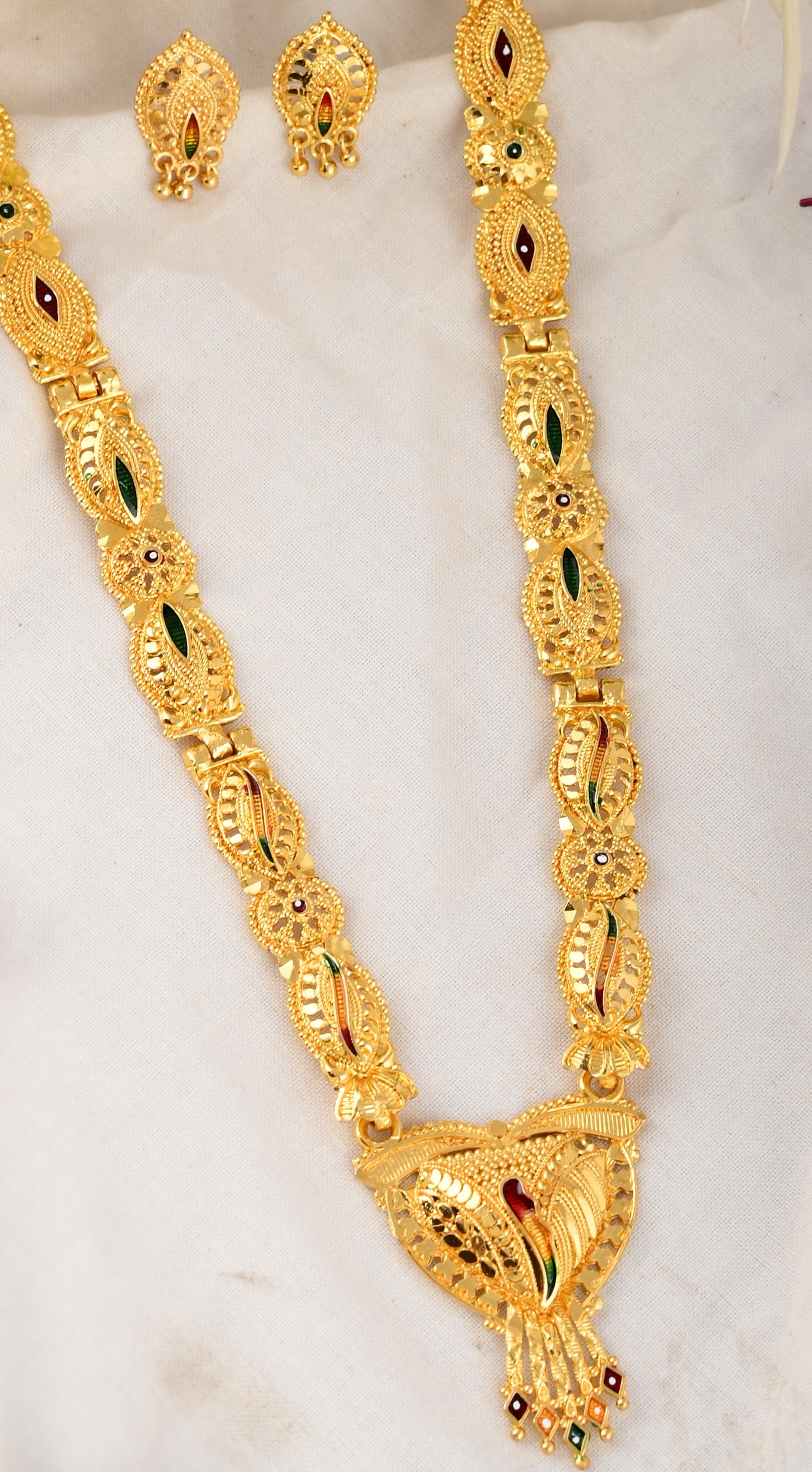 Gold Plated Ethnic Long Temple Jewellery Set