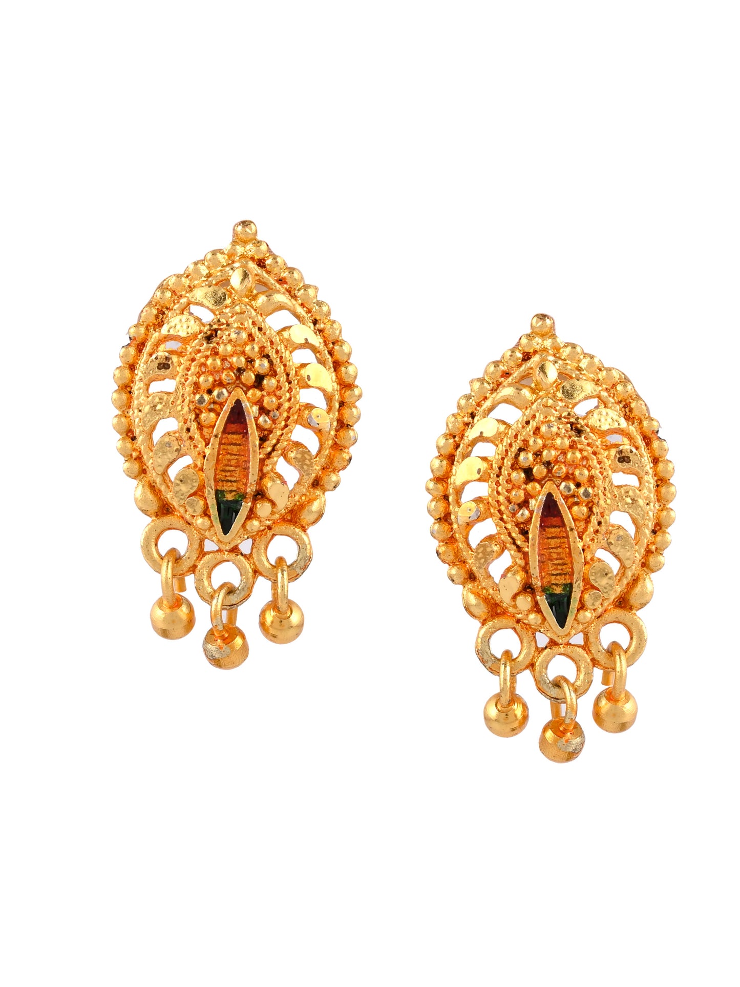 Gold Plated Traditional Meenakari Temple Jewellery Set