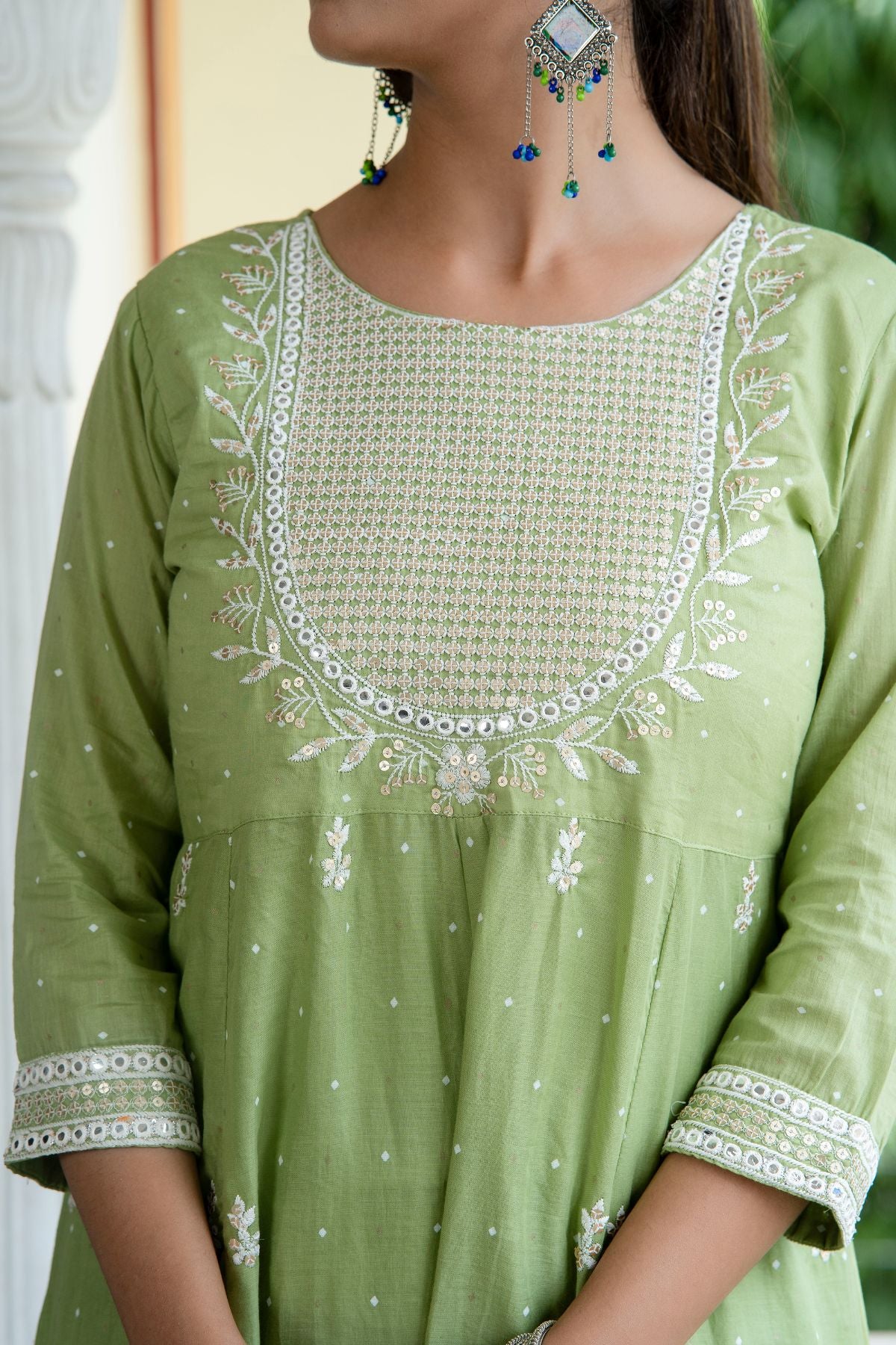 Heavy zari sequence work Kurta set with heavy work dupatta