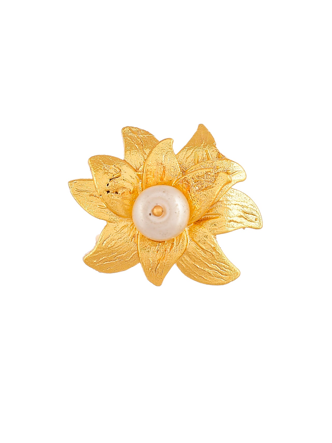 Golden Angel Pearl Flower Adjustable Finger Ring