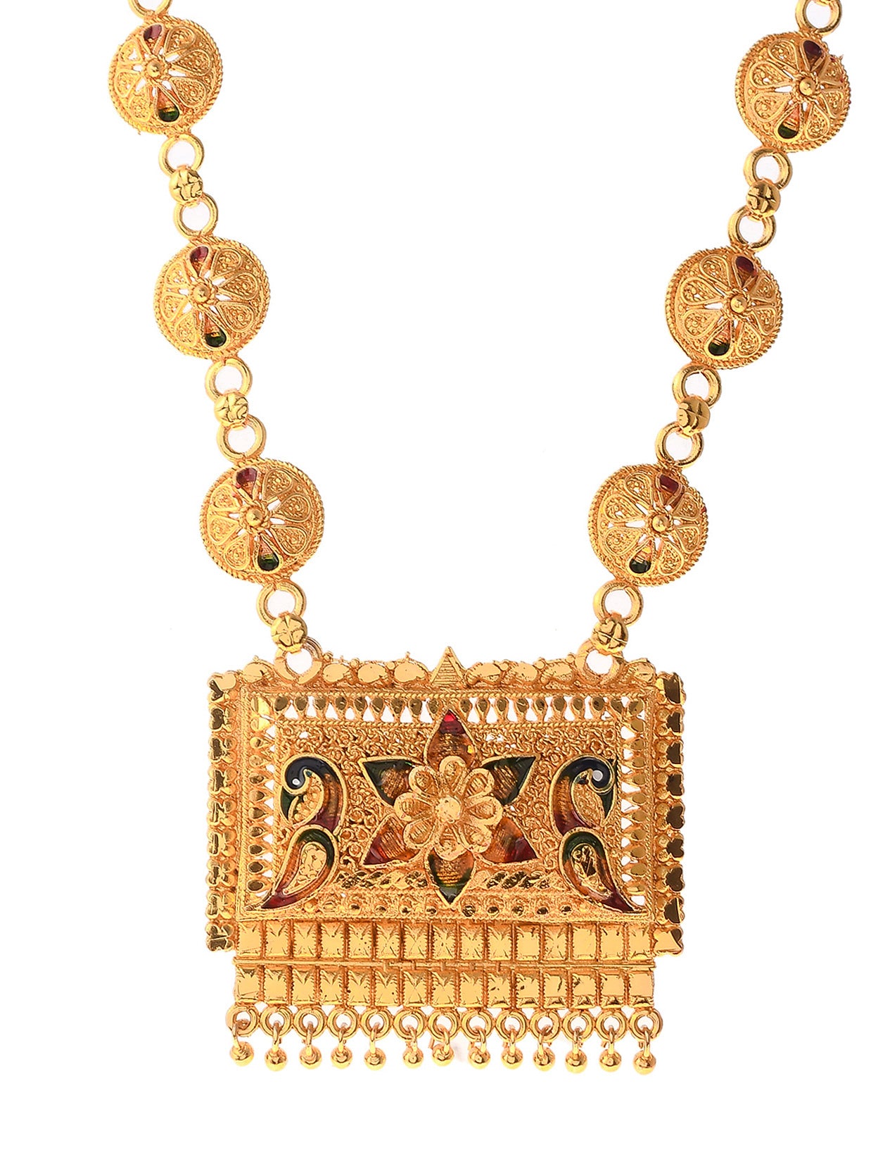 Gold Plated Meenakari handcrafted Temple Jewellery set
