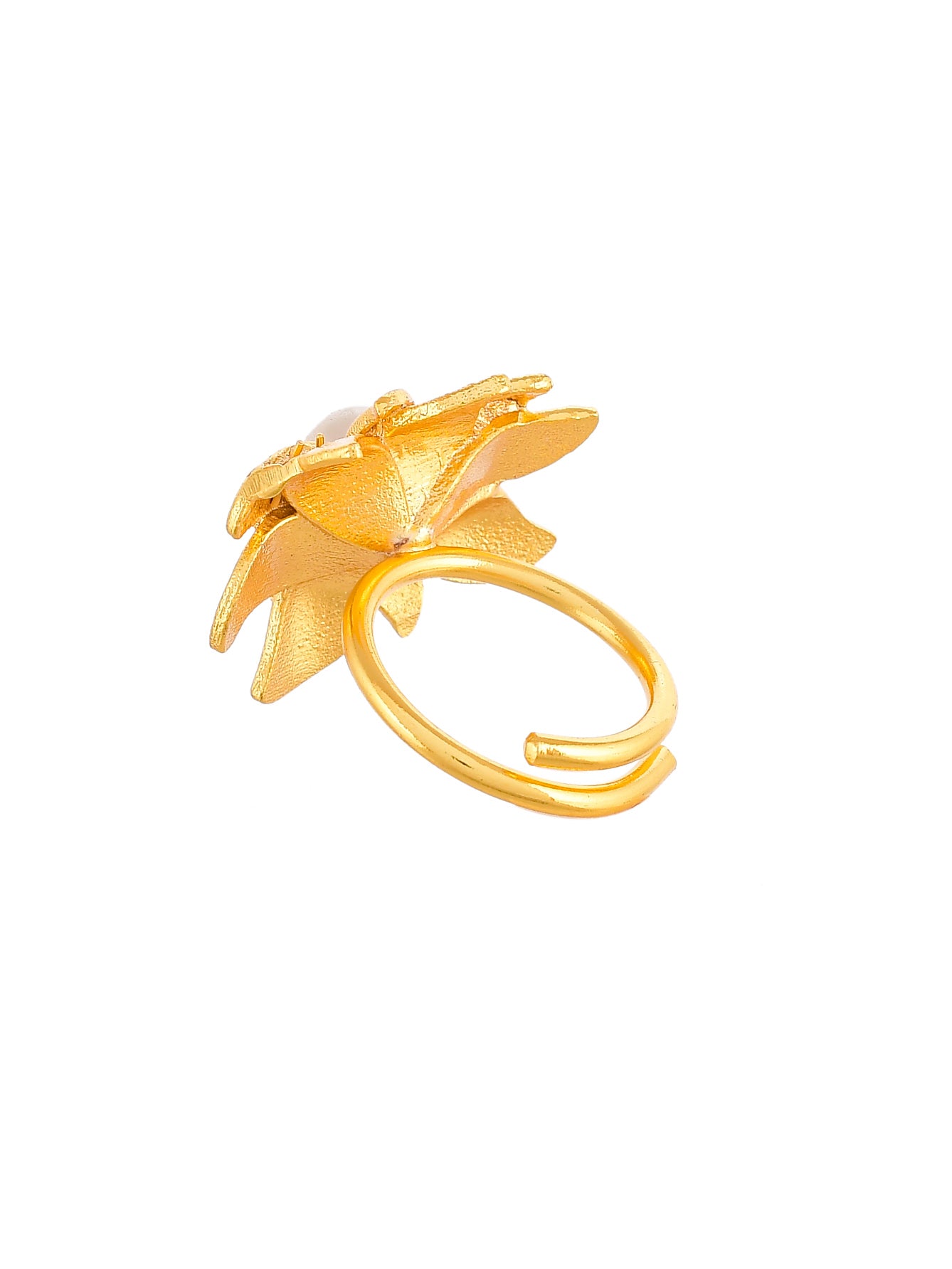 Golden Angel Pearl Flower Adjustable Finger Ring