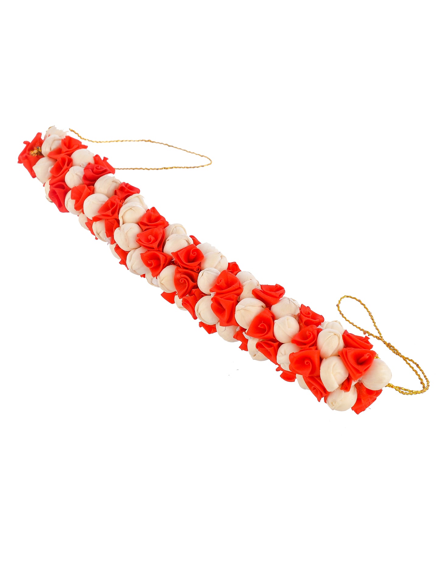 Red floral and white mogra Veni Hair Accessory