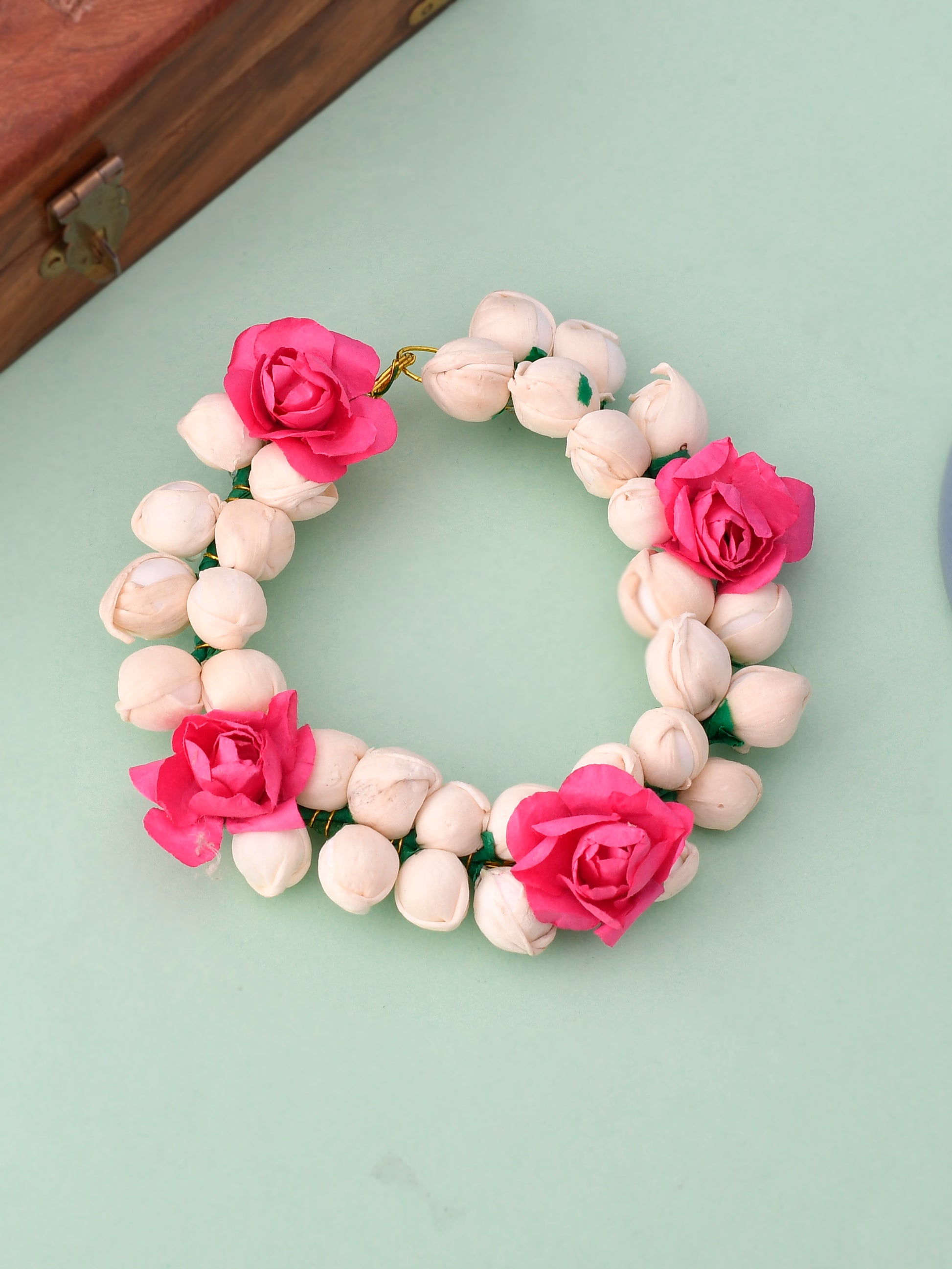 Mogra and Pink Flower Veni Hair Accessory for Women Online