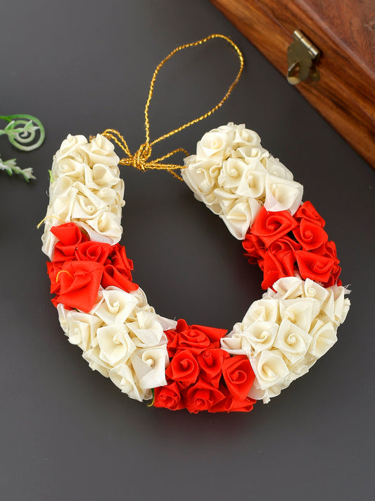Red and White Flower Hair bun Accessory set