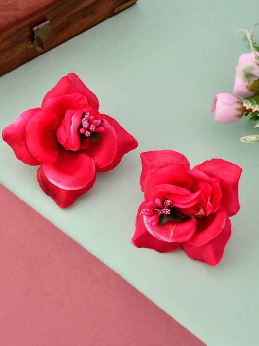 Blossom Pink Rose Hair Clip - Hair Accessories for Women Online