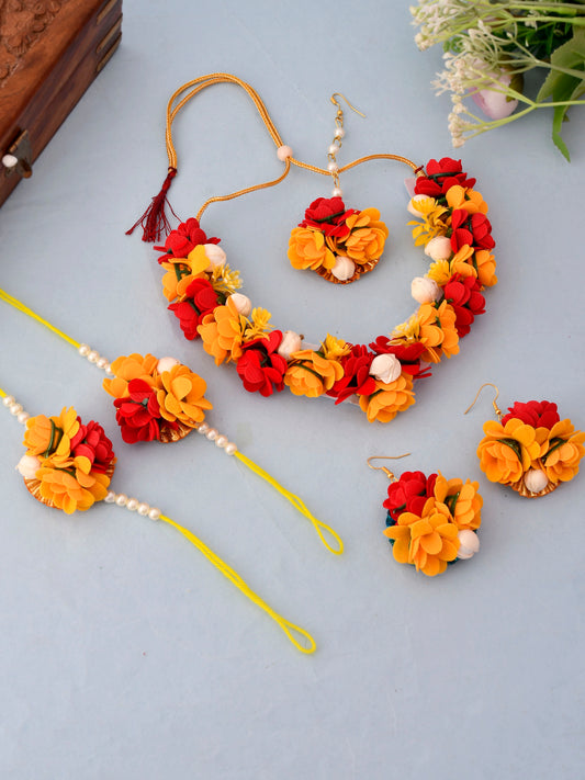 Mehndi Haldi Flower Jewellery Set