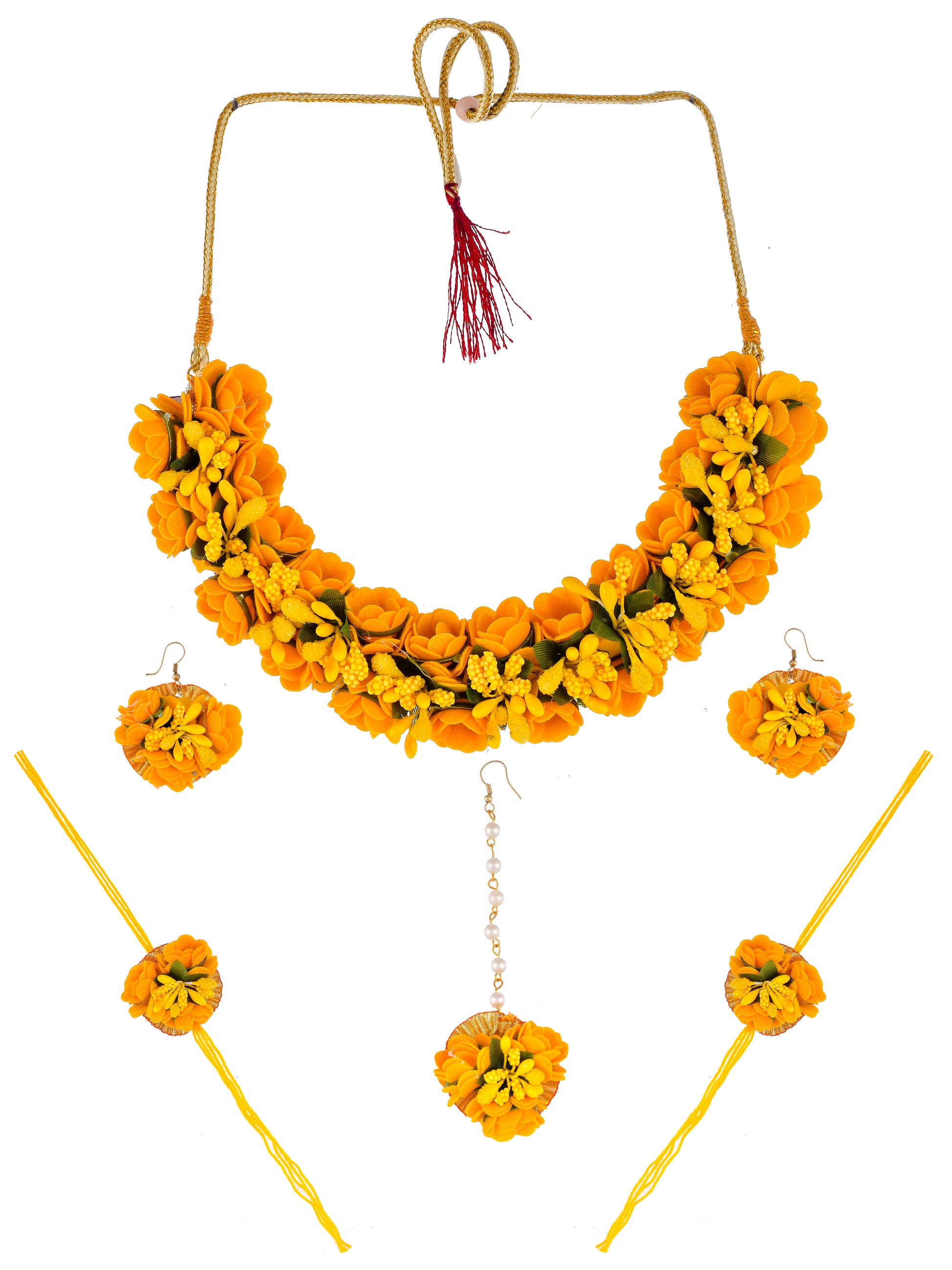 Wedding Haldi Flower Jewellery Set