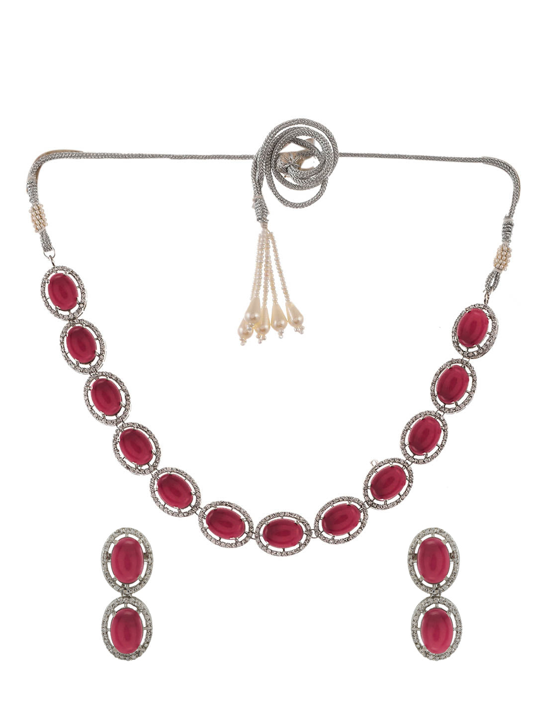 American Diamond Red Jewellery set for women
