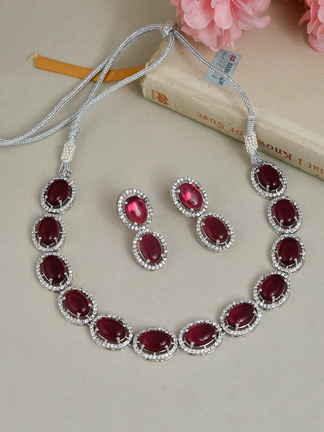 American Diamond Red Jewellery Set for Women Online