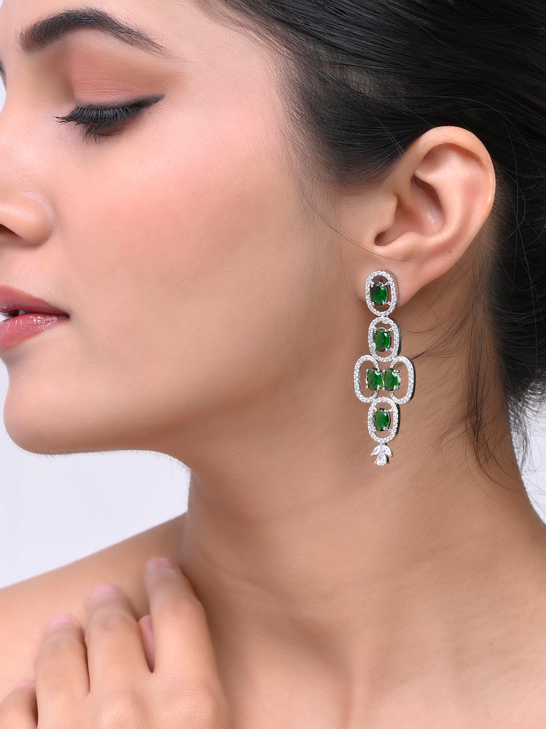 Trending Green American Dimond Long Earrings