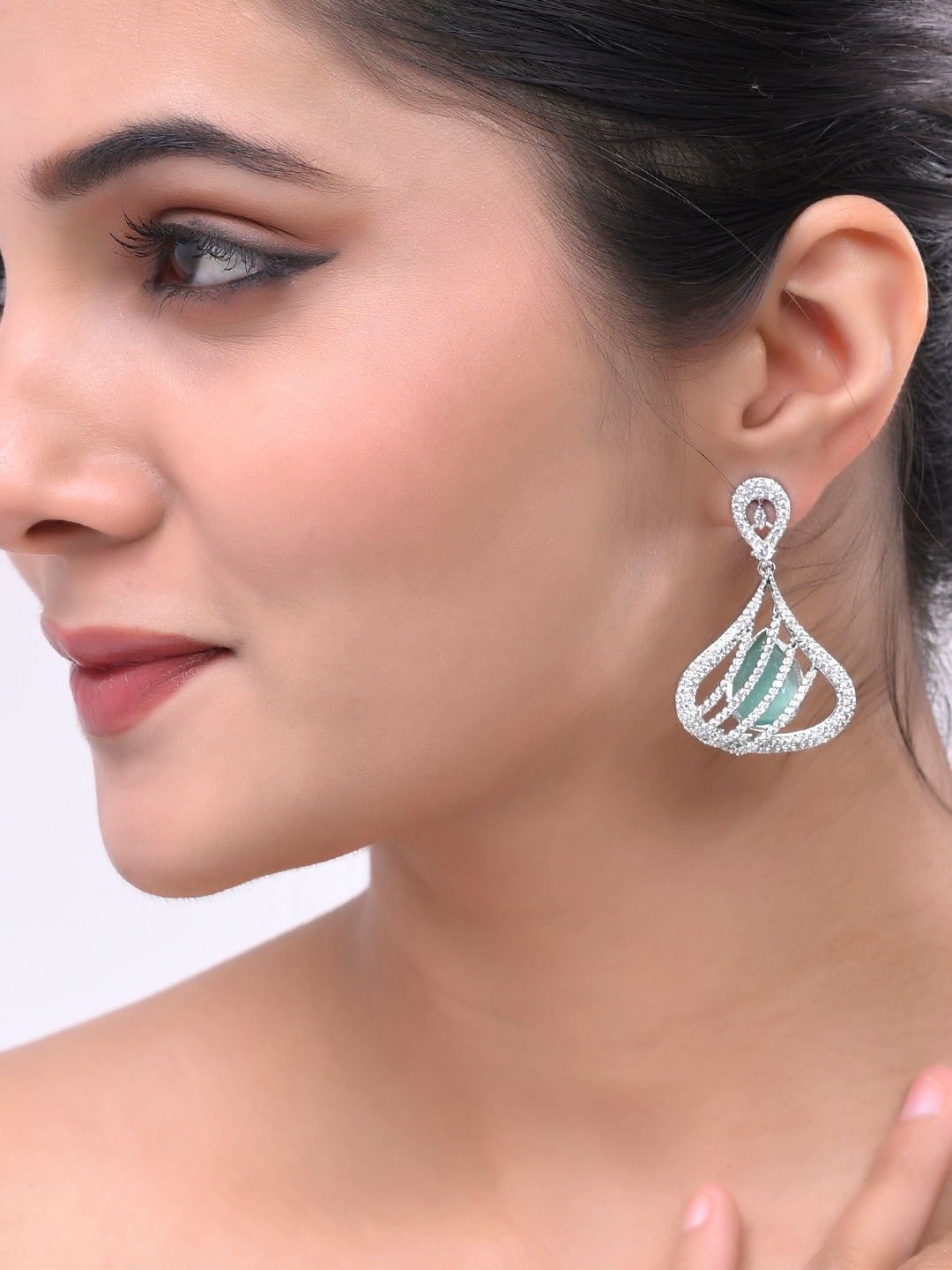 Mint Green American Dimond Drop Earrings