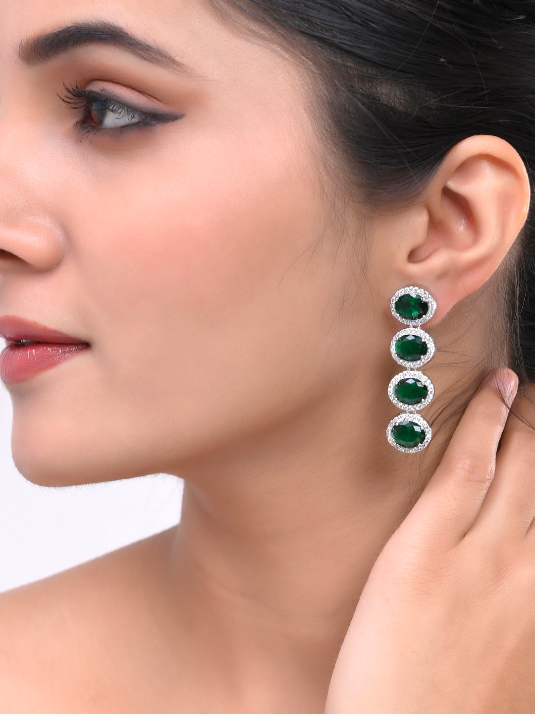 Stylish Green American Dimond Drop Earrings