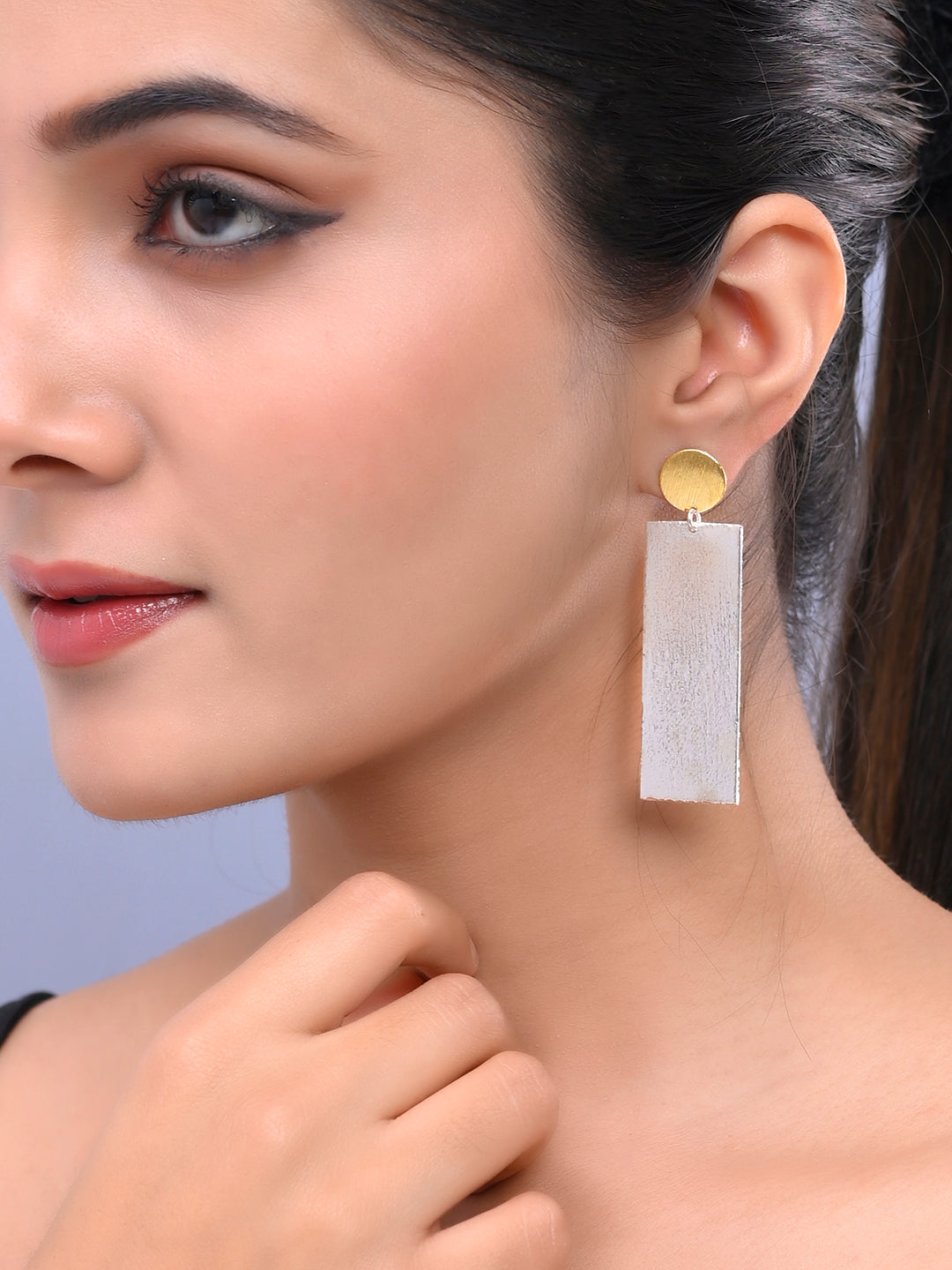 Silver & Gold-Plated Brass Long Drop Earrings for Women