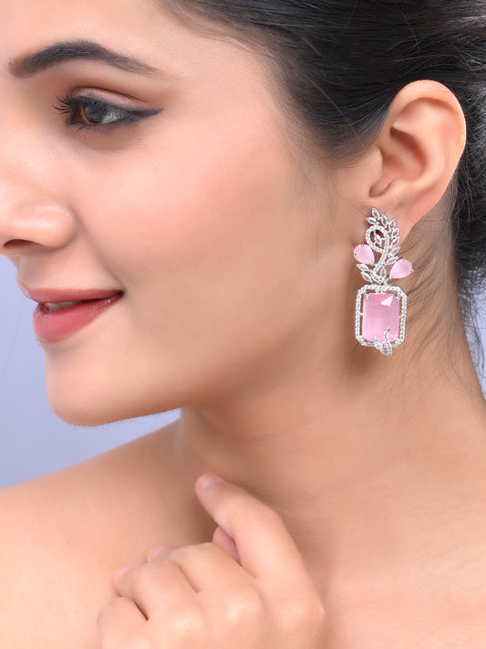 Pink  American Dimond Drop Earrings