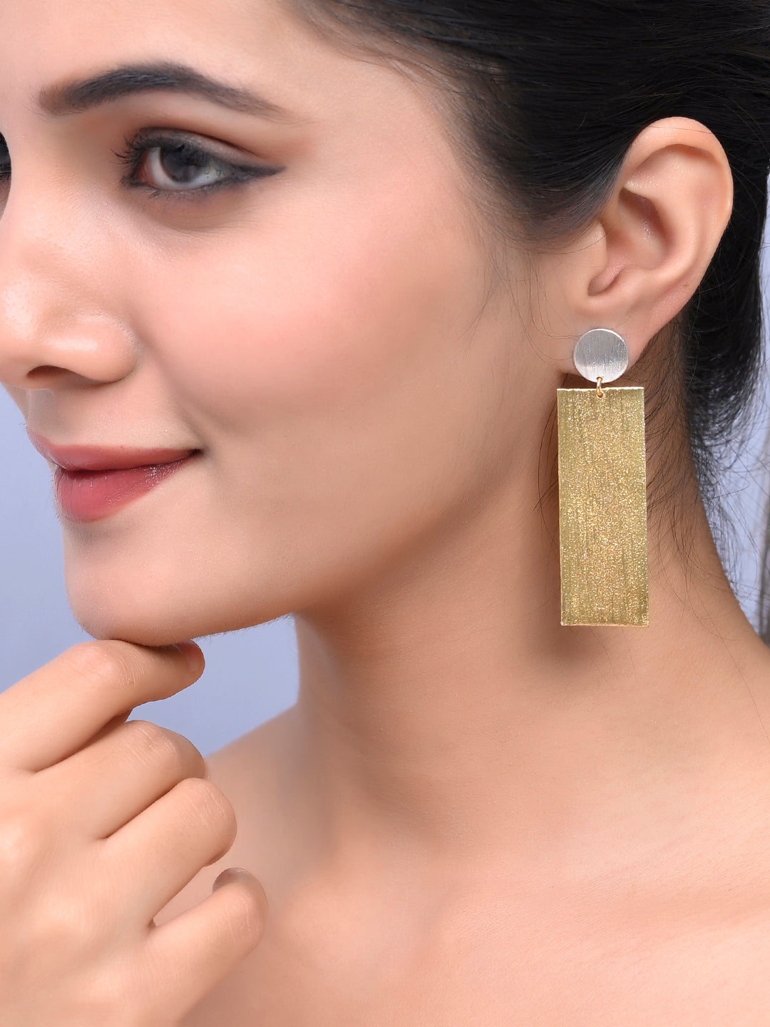 Gold & Silver-Plated Brass Long Drop Earrings for Women