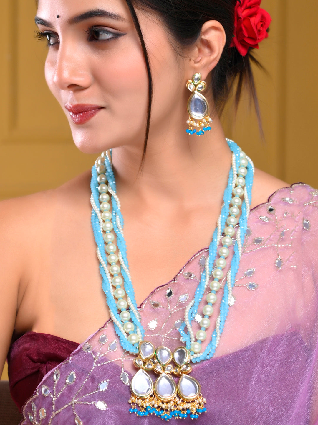 Gold Plated Kundan Jewellery Set For Women