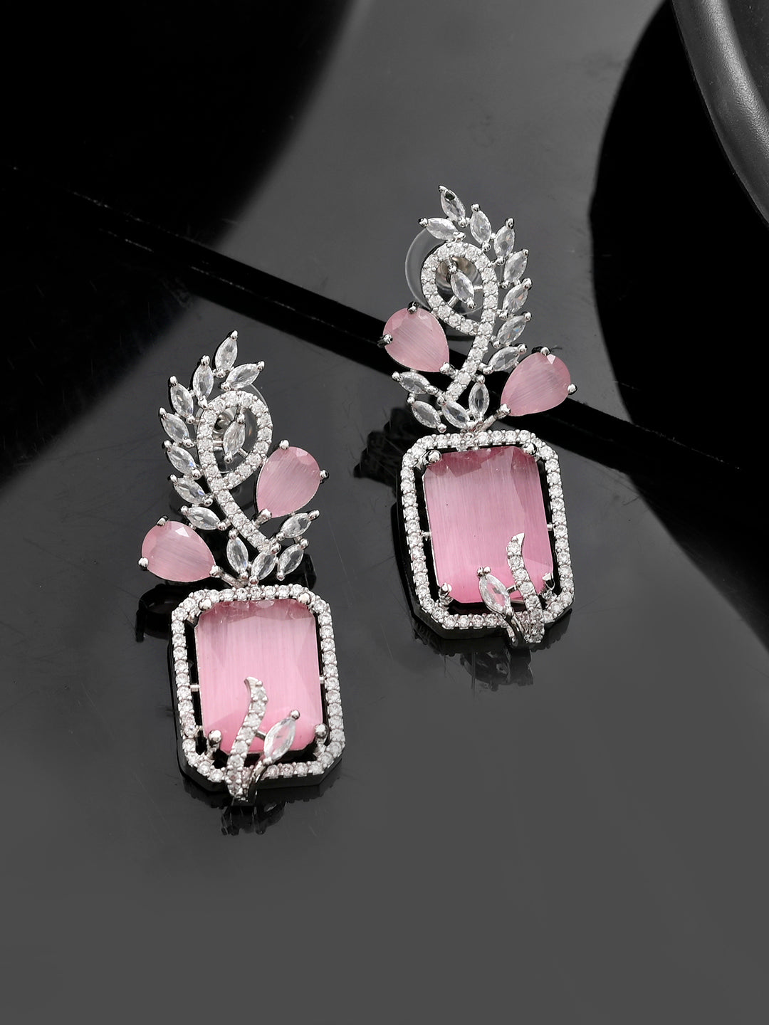 Pink  American Dimond Drop Earrings(SBE32UA_702)