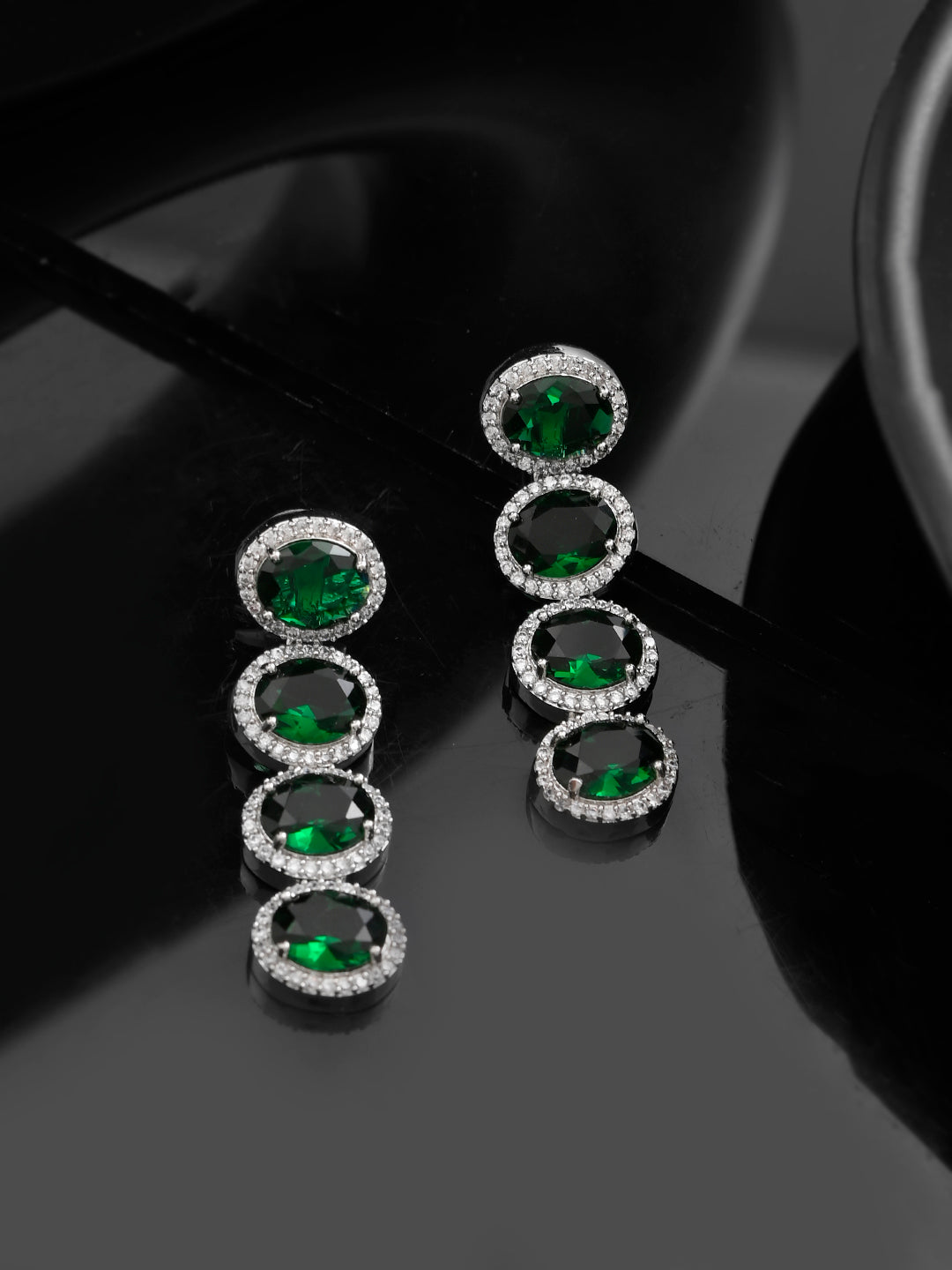 Stylish Green American Dimond Drop Earrings