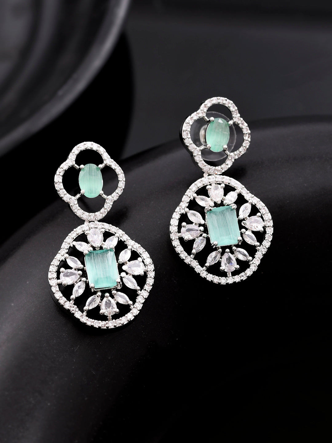 Mint Green  American Dimond Drop Earrings