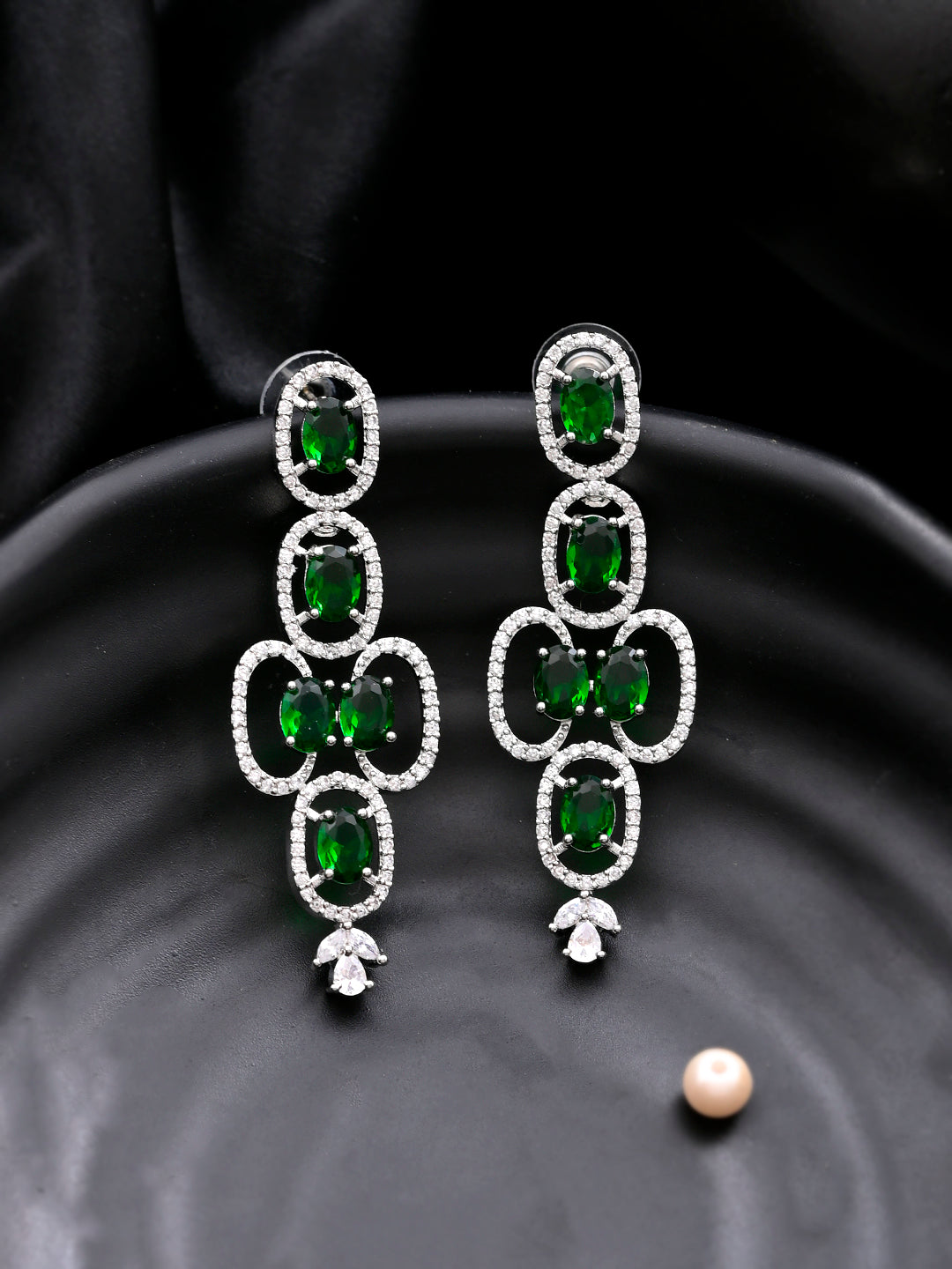 Trending Green American Dimond Long Earrings