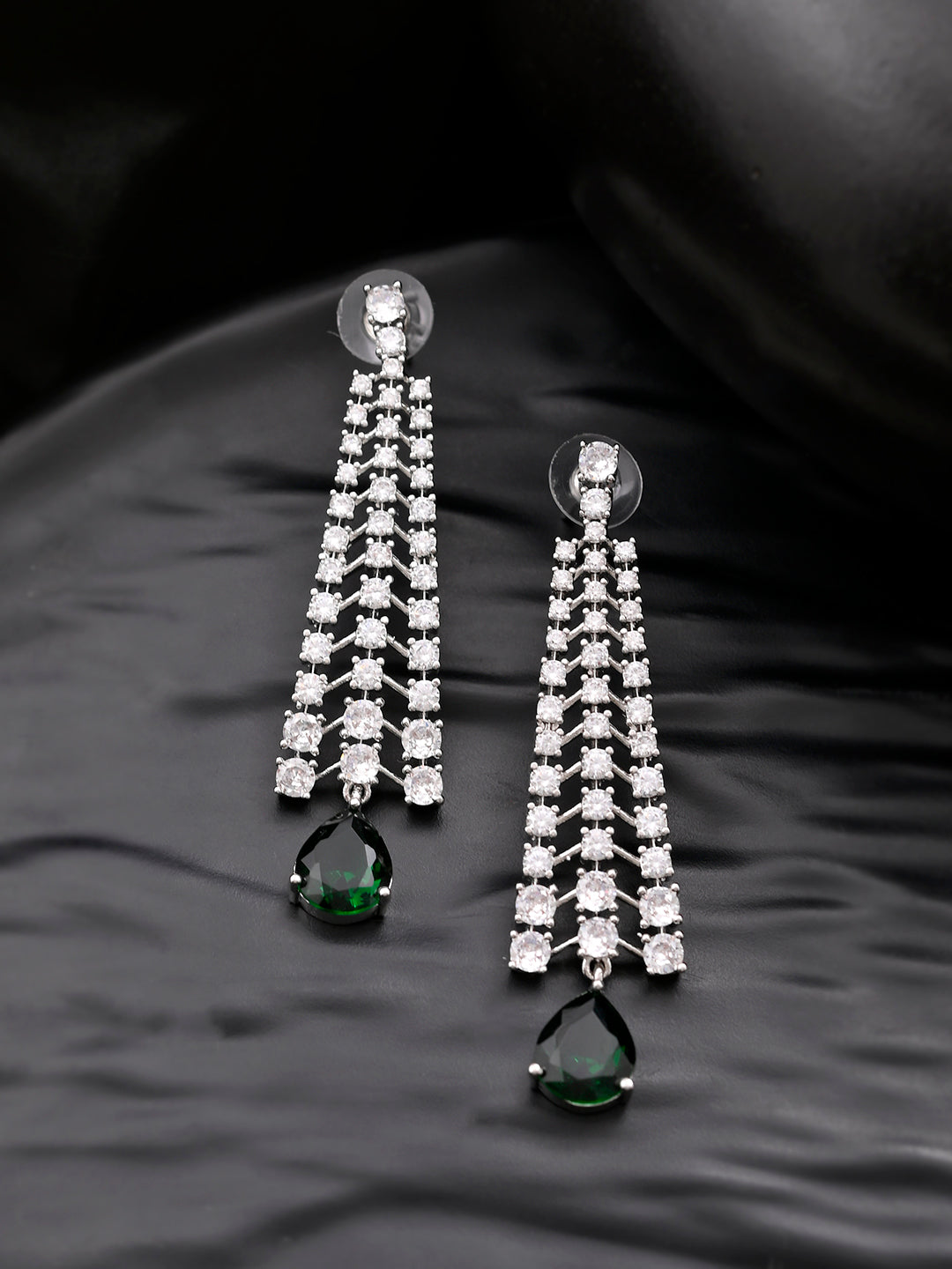 Green American Dimond Long Earrings