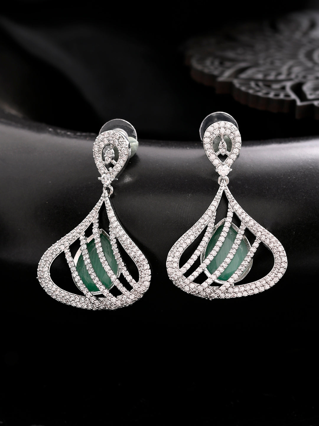 Mint Green American Dimond Drop Earrings