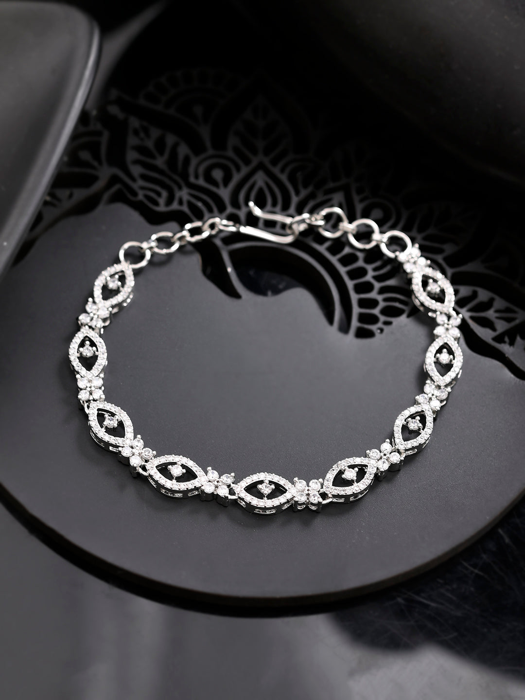 Silver-Plated American Diamond Bracelet for Girls and Women