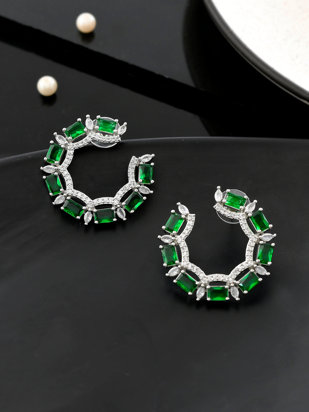 Green American Dimond Cicular Earrings