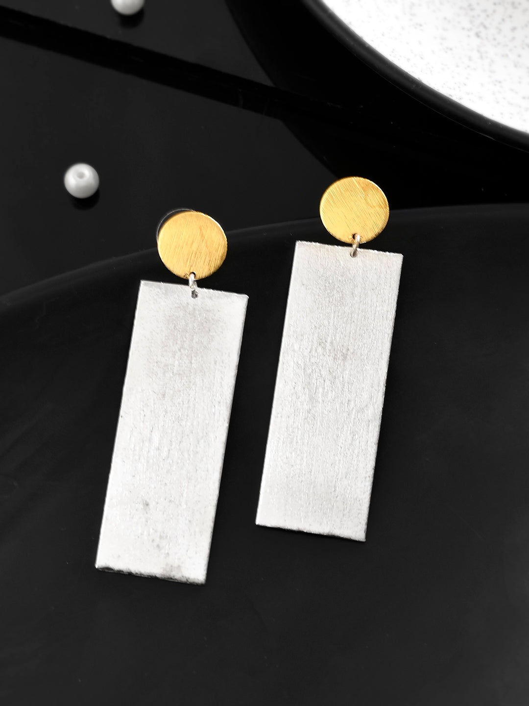 Silver & Gold-Plated Brass Long Drop Earrings for Women