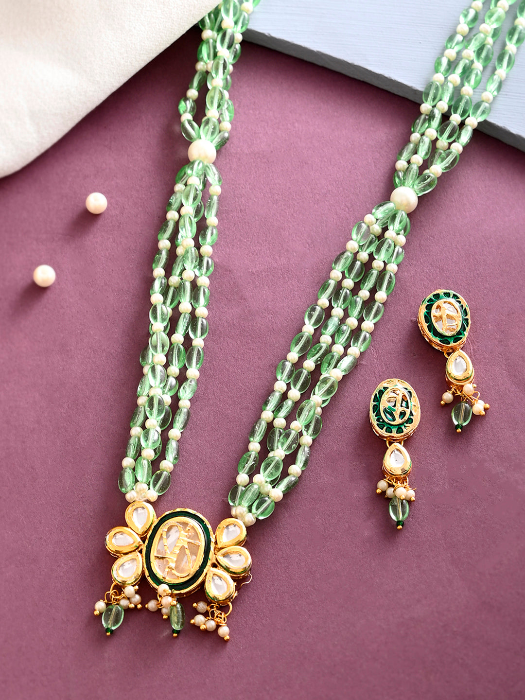 Kundan Long Necklace Set For Women