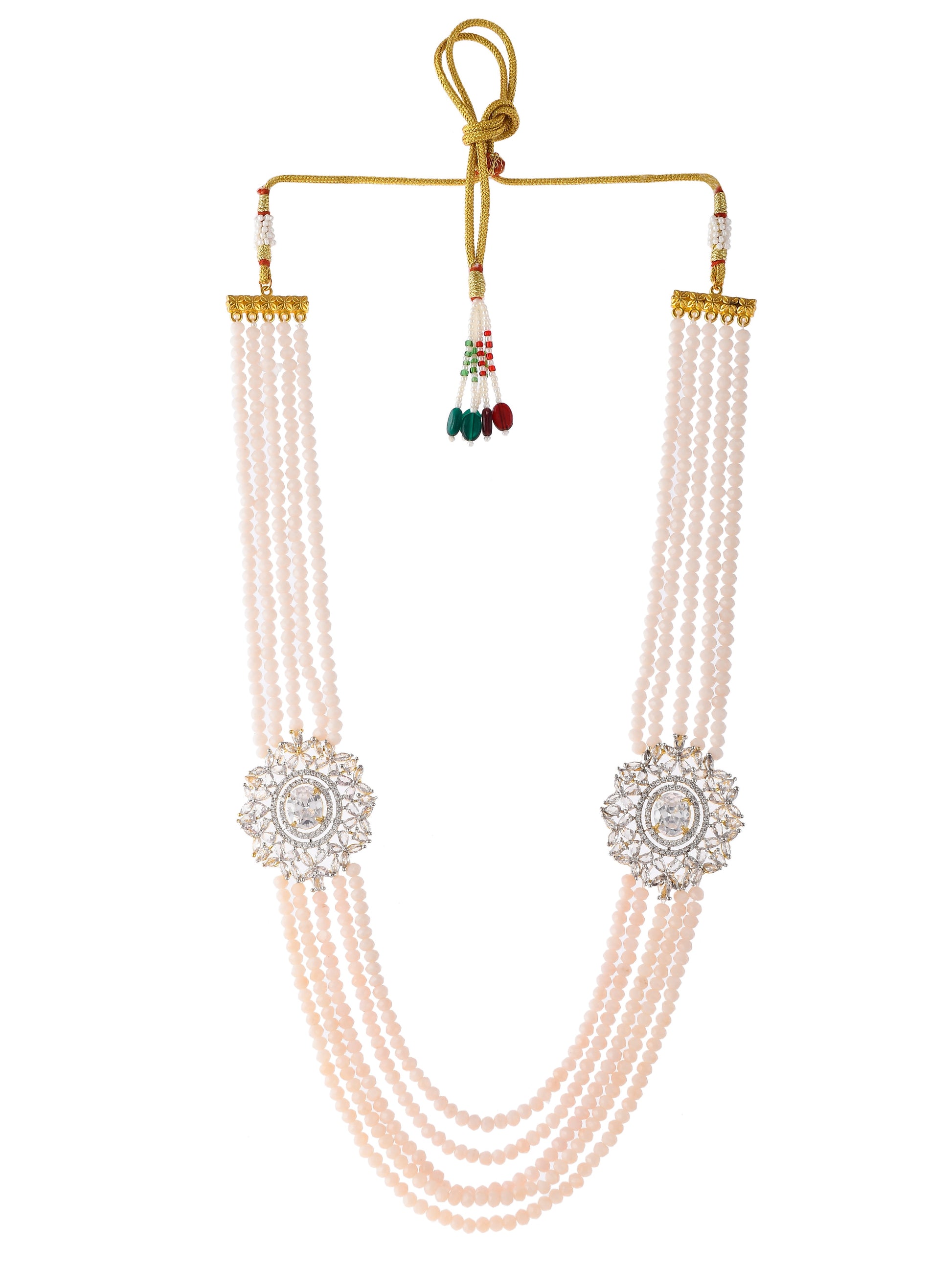 Silver plated Long Layered Side AD Brooch Jewellery Set