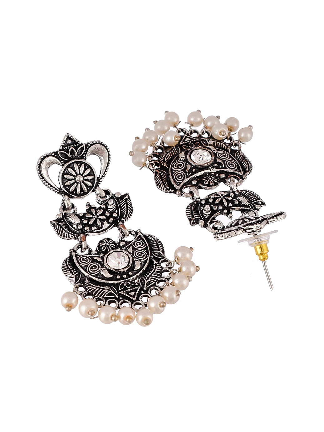 Oxidised Silver plated Chandbali Earrings