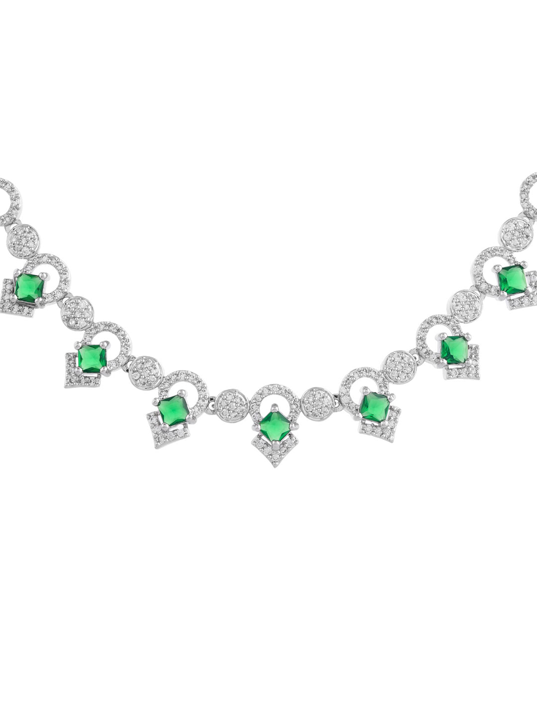 Green American Diamond Jewellery Set For Women