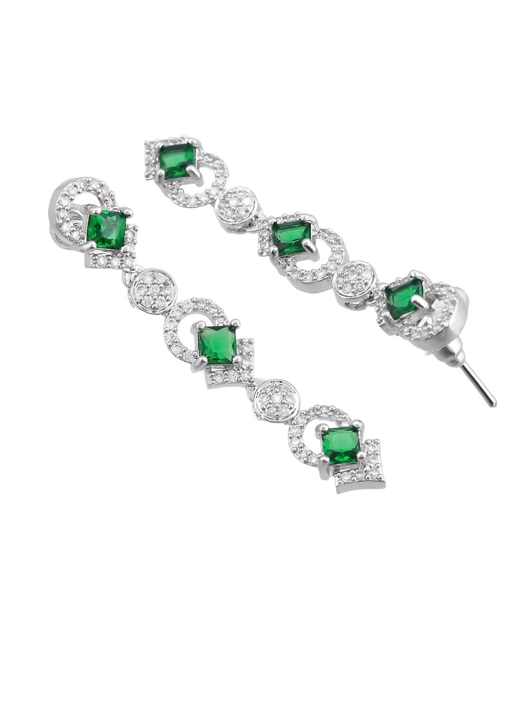 Green American Diamond Jewellery Set For Women