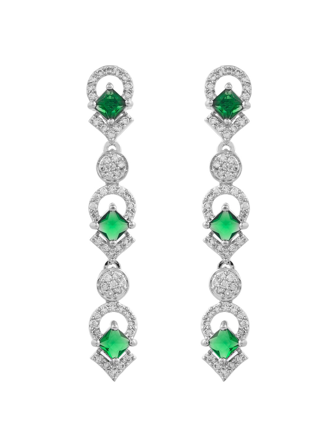 Green American Diamond Jewellery Set For Women