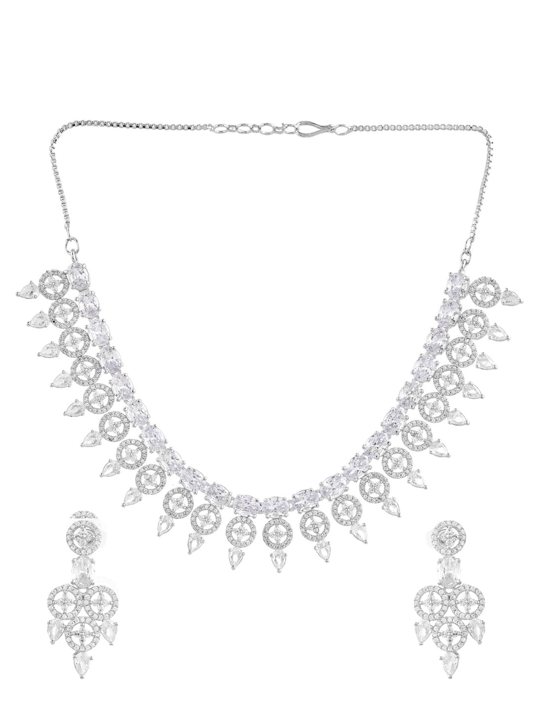 WhiteAmerican Diamond Jewellery Set For Women