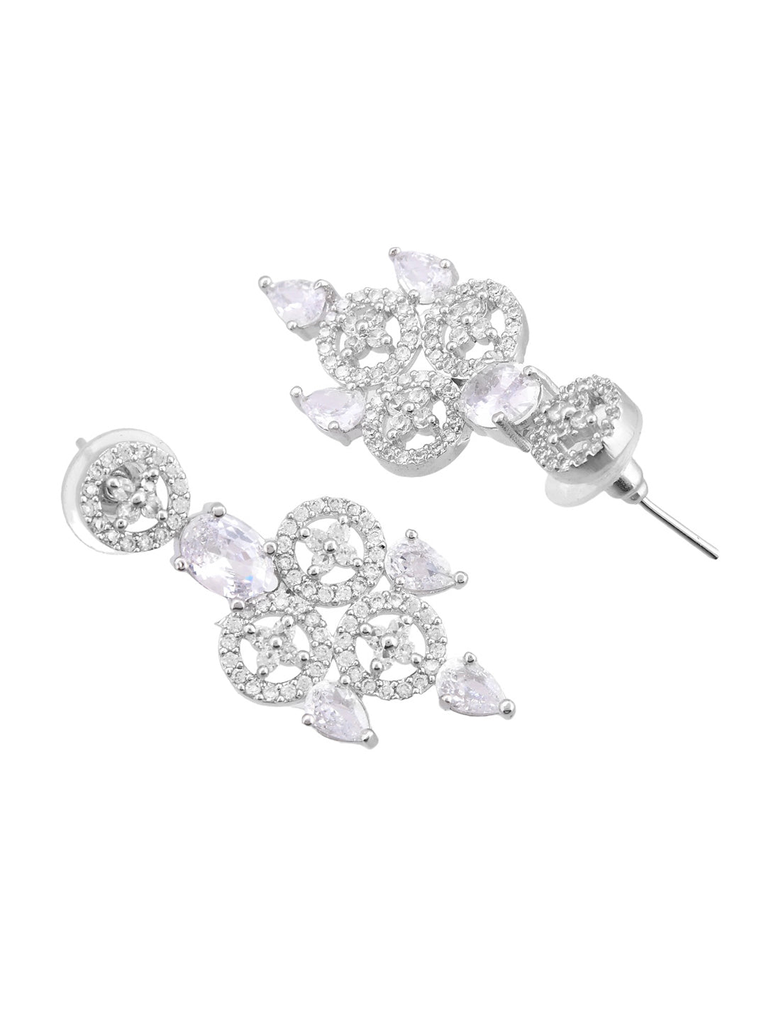 WhiteAmerican Diamond Jewellery Set For Women