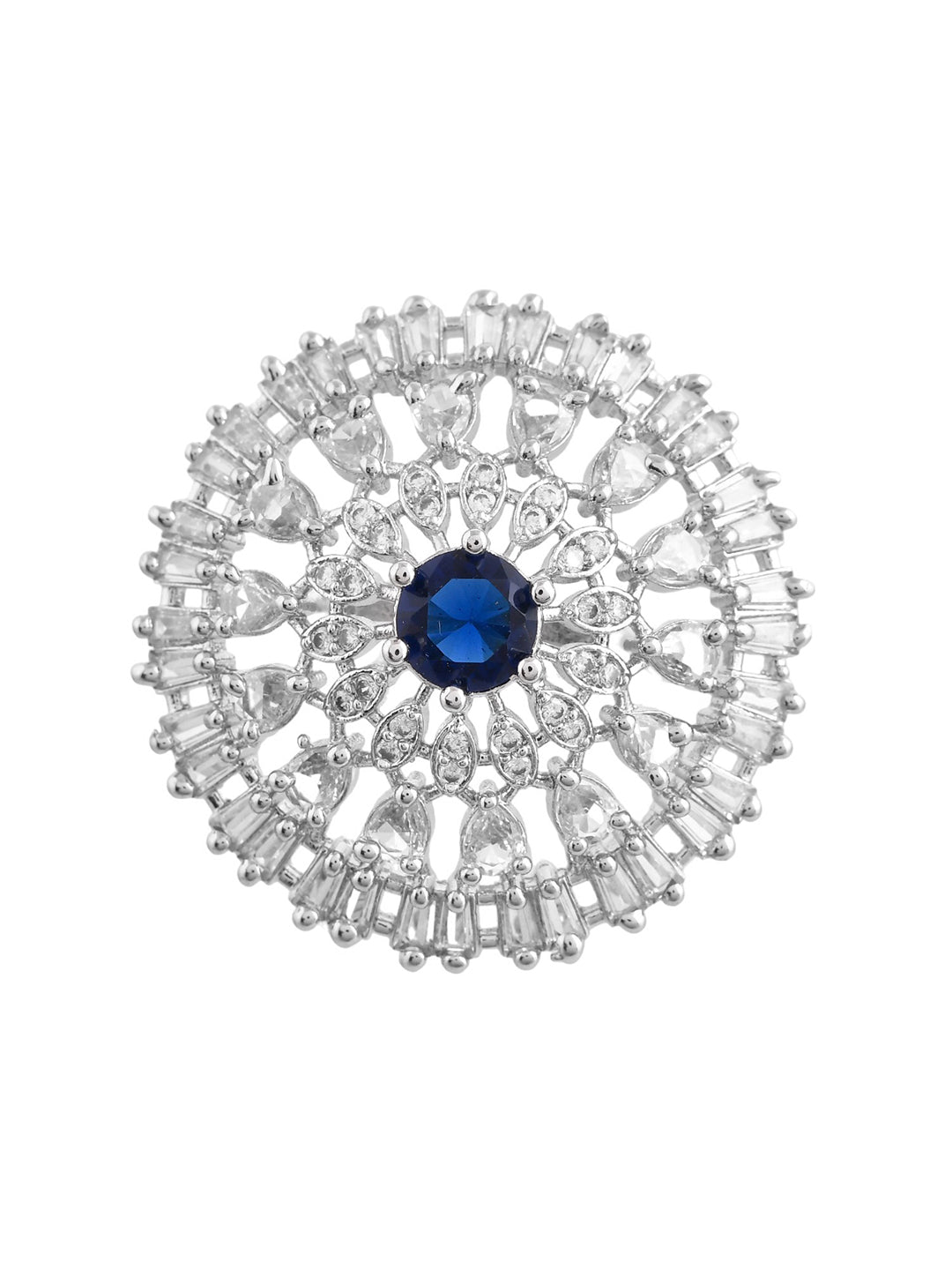 American Diamond-Studded Floral Shaped Cocktail Ring