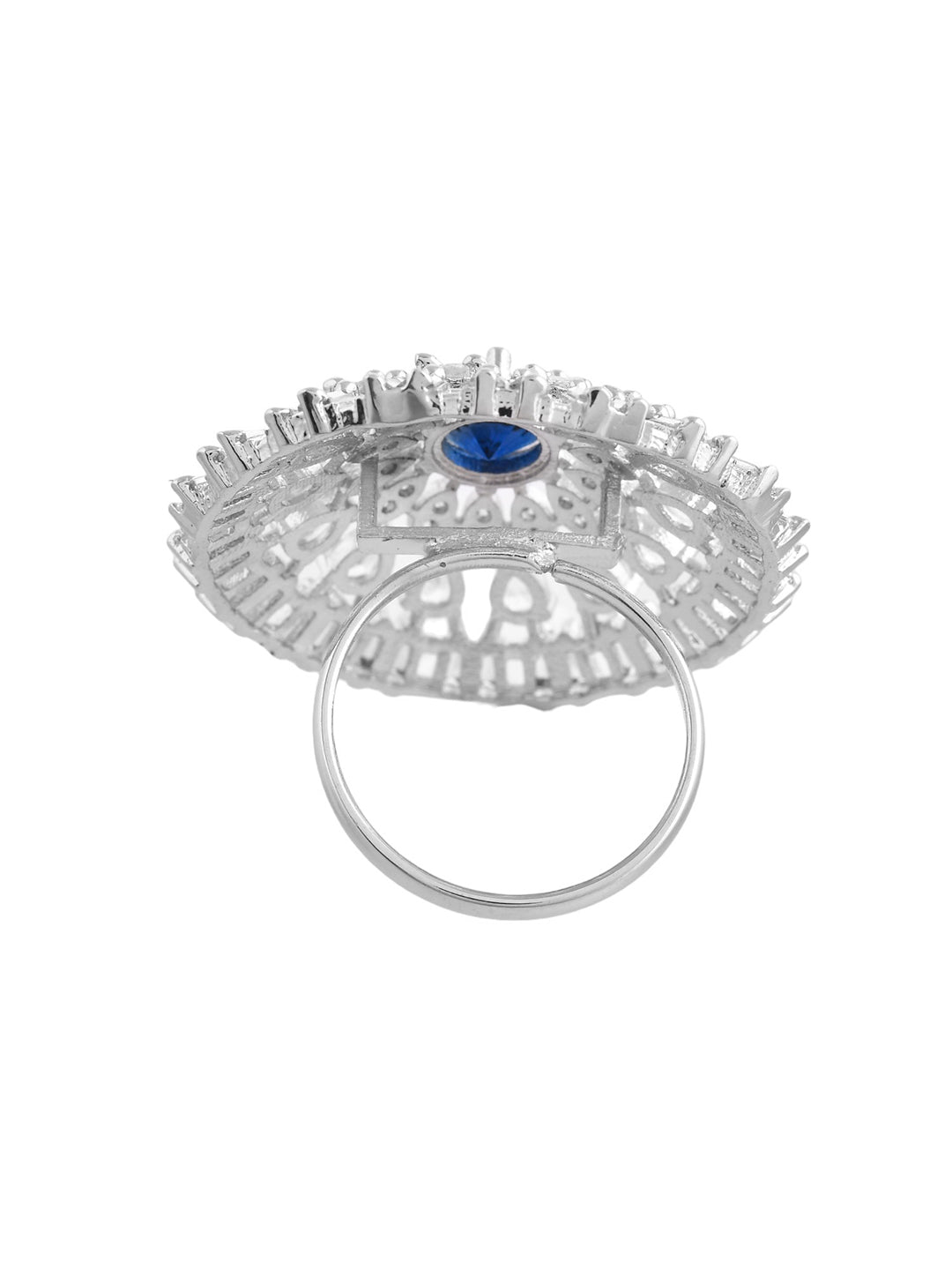 American Diamond-Studded Floral Shaped Cocktail Ring