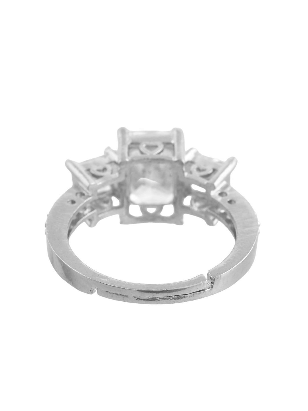 American  Dimond Studded  Silver-Plated Finger Ring for Women